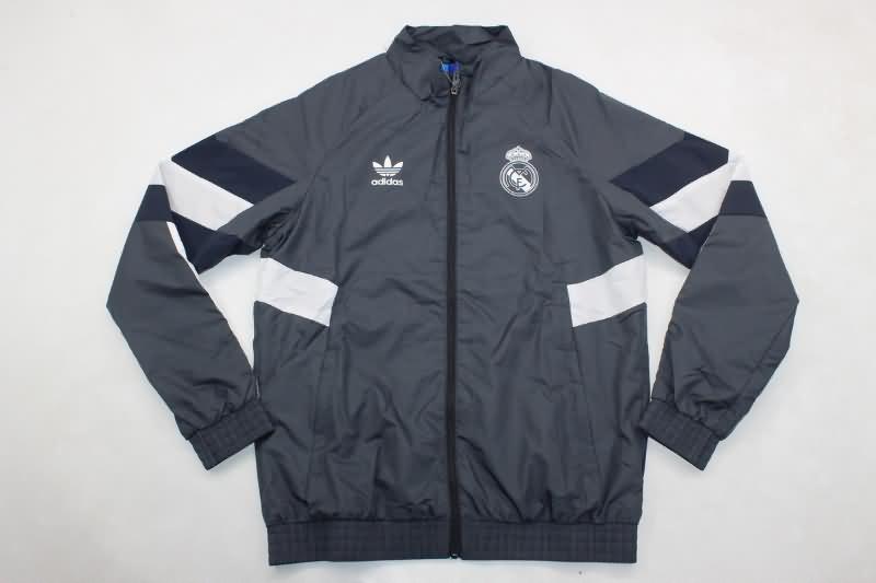 Thailand Quality(AAA) 24/25 Real Madrid Grey Soccer Windbreaker