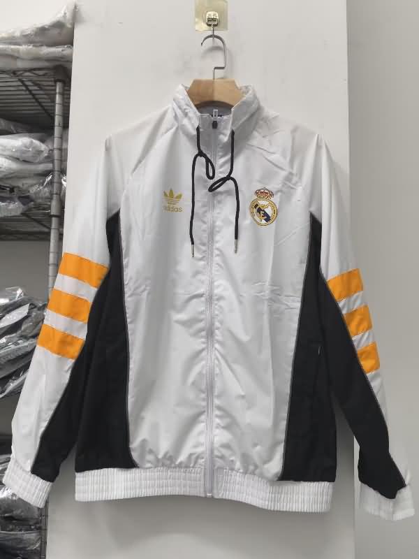 Thailand Quality(AAA) 24/25 Real Madrid White Soccer Windbreaker