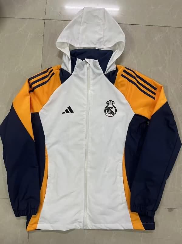 Thailand Quality(AAA) 24/25 Real Madrid White Soccer Windbreaker 02