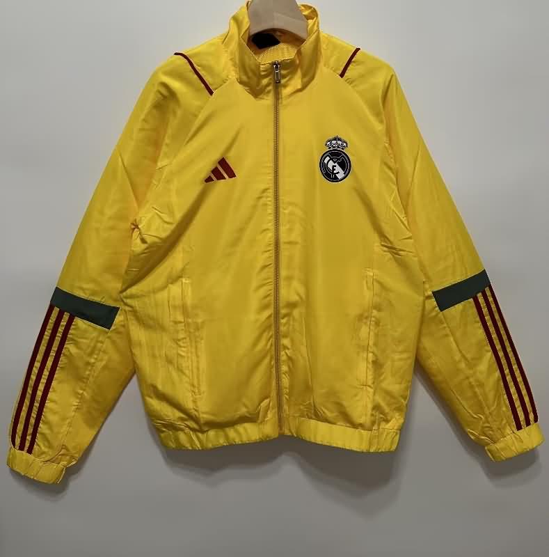 Thailand Quality(AAA) 24/25 Real Madrid Yellow Soccer Windbreaker