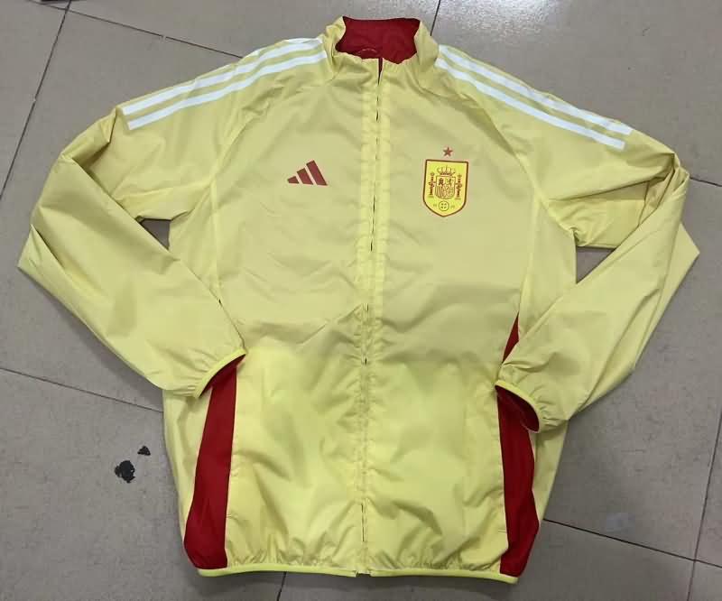 Thailand Quality(AAA) 2024 Spain Red Yellow Reversible Soccer Windbreaker