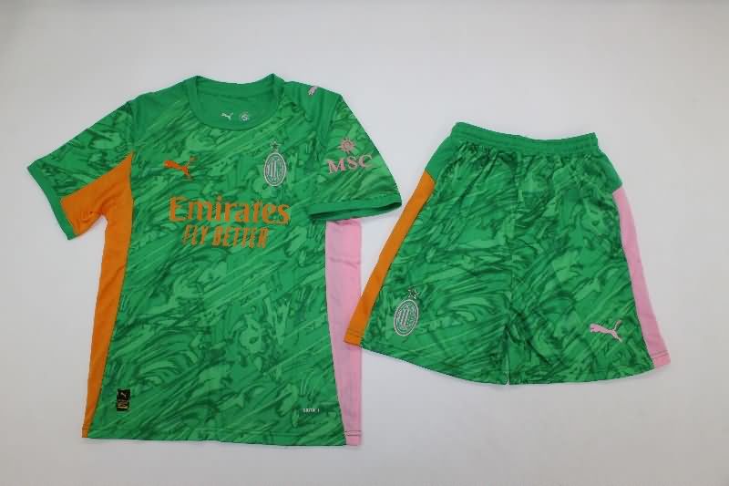 25/26 AC Milan Goalkeeper Green Kids Soccer Jersey And Shorts 25/26 AC Milan Goalkeeper Green Kids Soccer Jersey And Shorts