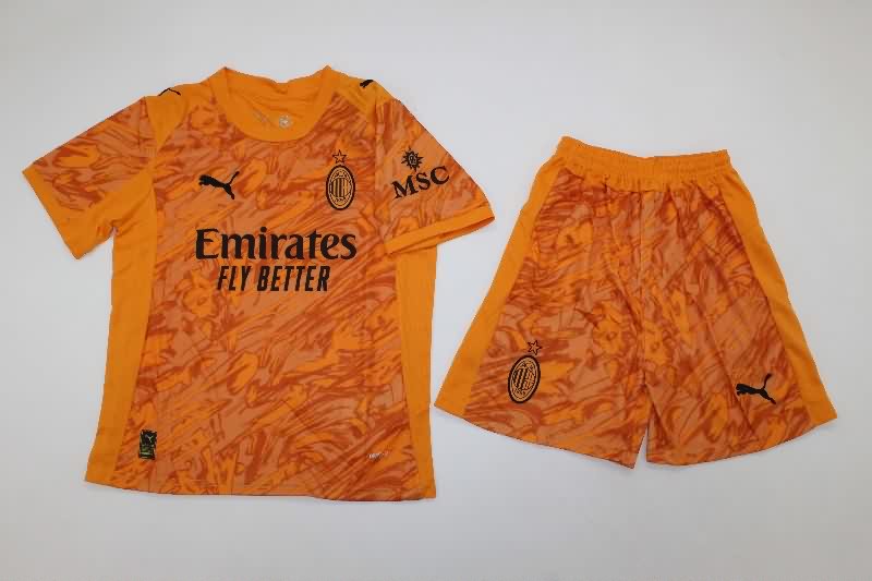 25/26 AC Milan Goalkeeper Orange Kids Soccer Jersey And Shorts 25/26 AC Milan Goalkeeper Orange Kids Soccer Jersey And Shorts