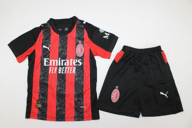 25/26 AC Milan Home Kids Soccer Jersey And Shorts 25/26 AC Milan Home Kids Soccer Jersey And Shorts