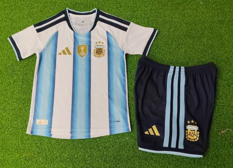 2026 Argentina World Cup Home Kids Soccer Jersey And Shorts (Player) 2026 Argentina World Cup Home Kids Soccer Jersey And Shorts (Player)
