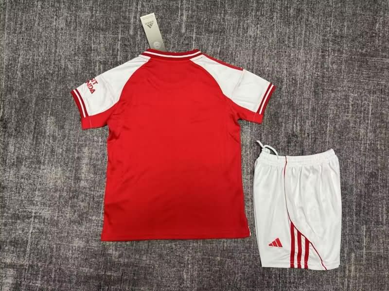 25/26 Arsenal Home Kids Soccer Jersey And Shorts Leaked