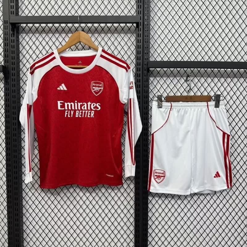 25/26 Arsenal Home Long Sleeve Kids Soccer Jersey And Shorts 25/26 Arsenal Home Long Sleeve Kids Soccer Jersey And Shorts