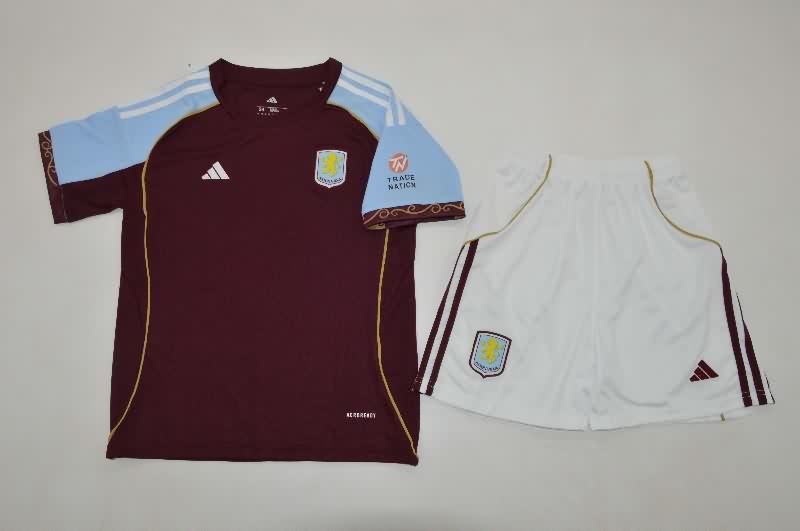 25/26 Aston Villa Home Kids Soccer Jersey And Shorts 25/26 Aston Villa Home Kids Soccer Jersey And Shorts