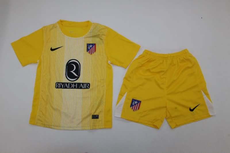 25/26 Atletico Madrid Goalkeeper Yellow Kids Soccer Jersey And Shorts 25/26 Atletico Madrid Goalkeeper Yellow Kids Soccer Jersey And Shorts