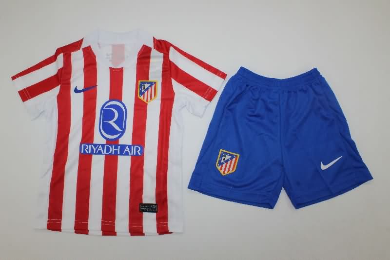 25/26 Atletico Madrid Home Kids Soccer Jersey And Shorts 25/26 Atletico Madrid Home Kids Soccer Jersey And Shorts