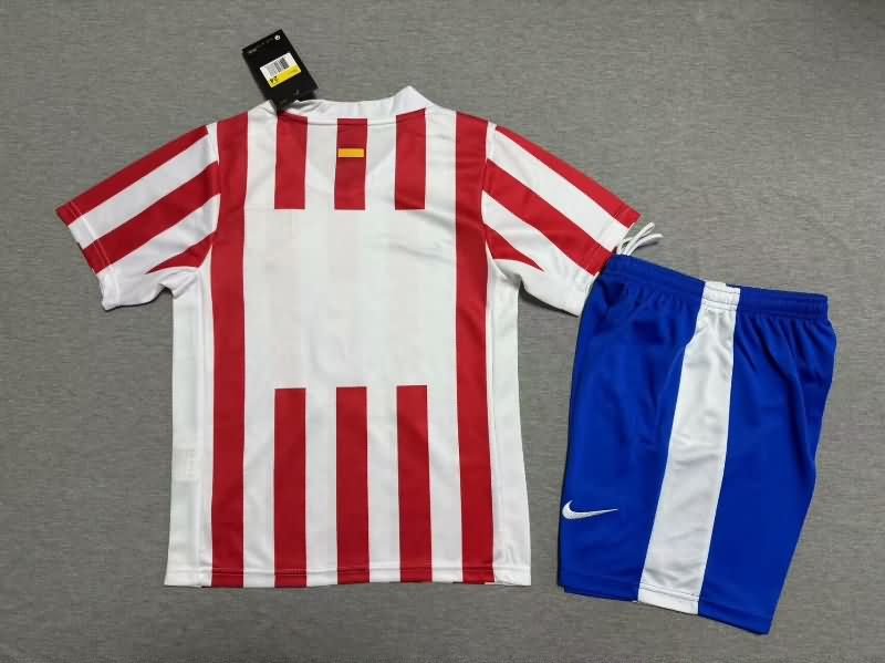 25/26 Atletico Madrid Home Kids Soccer Jersey And Shorts Leaked