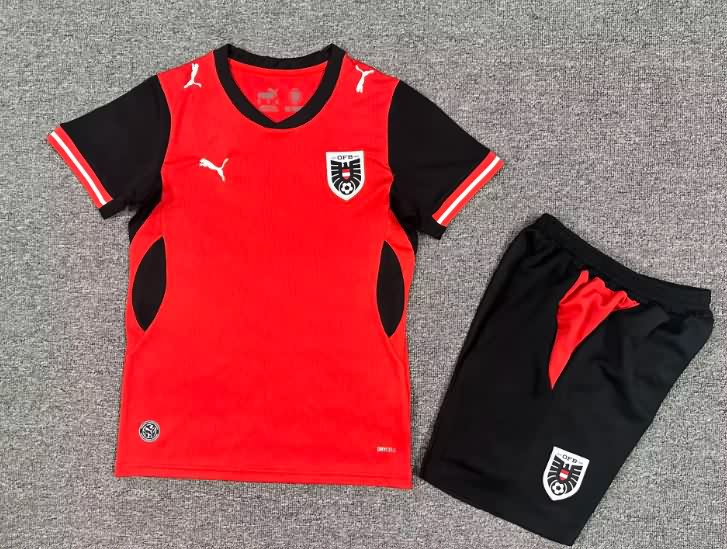 2026 Austria Home Kids Soccer Jersey And Shorts 2026 Austria Home Kids Soccer Jersey And Shorts