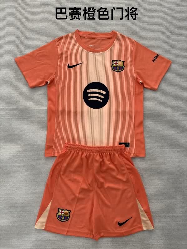 25/26 Barcelona Goalkeeper Orange Kids Soccer Jersey And Shorts 25/26 Barcelona Goalkeeper Orange Kids Soccer Jersey And Shorts