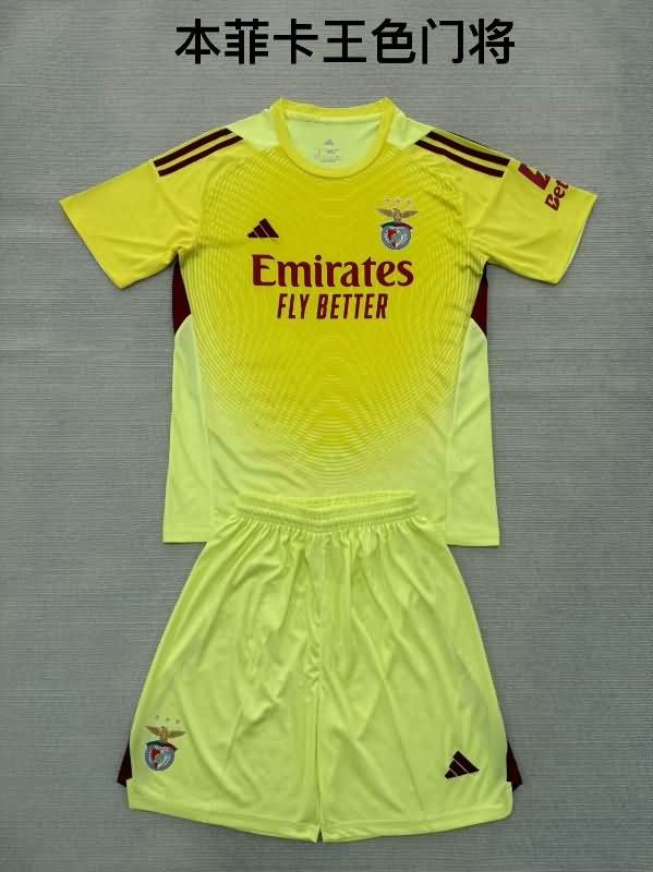 25/26 Benfica Goalkeeper Yellow Kids Soccer Jersey And Shorts 25/26 Benfica Goalkeeper Yellow Kids Soccer Jersey And Shorts