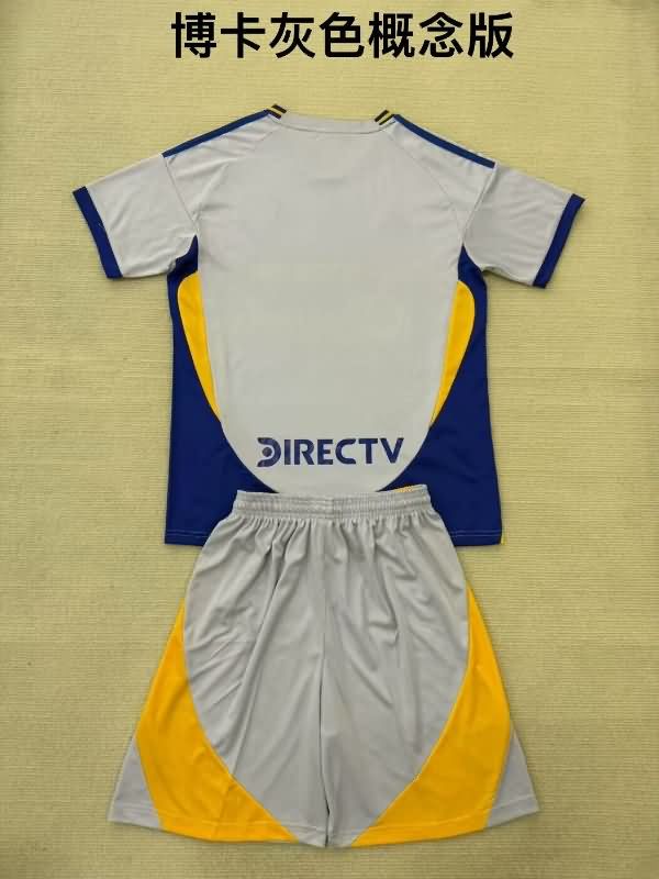 25/26 Boca Juniors Grey Kids Soccer Jersey And Shorts