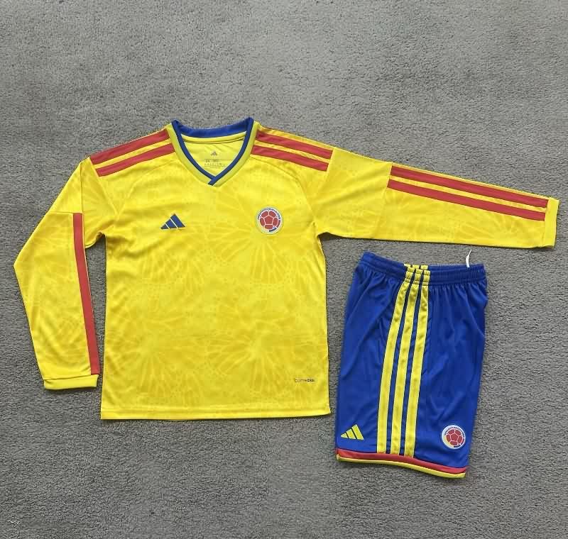 2026 Colombia World Cup Home Long Sleeve Kids Soccer Jersey And Shorts 2026 Colombia World Cup Home Long Sleeve Kids Soccer Jersey And Shorts