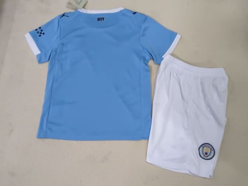 25/26 Manchester City Home Kids Soccer Jersey And Shorts Leaked