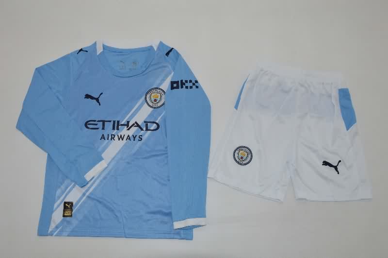 25/26 Manchester City Home Long Sleeve Kids Soccer Jersey And Shorts 25/26 Manchester City Home Long Sleeve Kids Soccer Jersey And Shorts