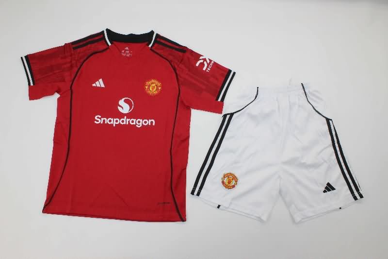 25/26 Manchester United Home Kids Soccer Jersey And Shorts 25/26 Manchester United Home Kids Soccer Jersey And Shorts