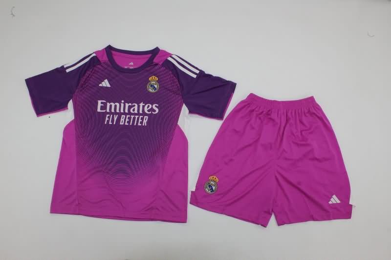 25/26 Real Madrid Goalkeeper Purple Kids Soccer Jersey And Shorts 25/26 Real Madrid Goalkeeper Purple Kids Soccer Jersey And Shorts