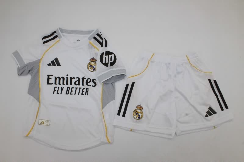 25/26 Real Madrid Home Kids Soccer Jersey And Shorts (Player) 25/26 Real Madrid Home Kids Soccer Jersey And Shorts (Player)