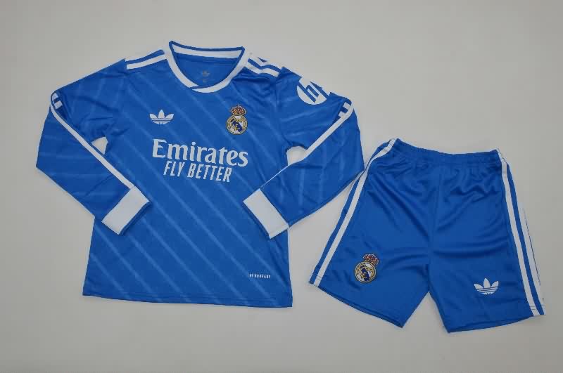 25/26 Real Madrid Third Long Sleeve Kids Soccer Jersey And Shorts 25/26 Real Madrid Third Long Sleeve Kids Soccer Jersey And Shorts