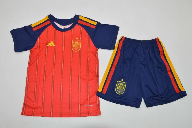 2026 Spain Home Kids Soccer Jersey And Shorts 2026 Spain Home Kids Soccer Jersey And Shorts