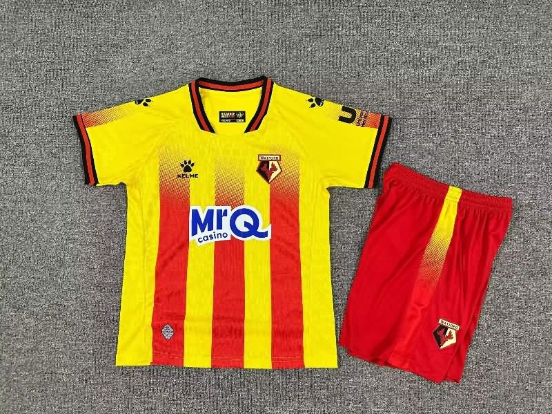 25/26 Watford Home Kids Soccer Jersey And Shorts 25/26 Watford Home Kids Soccer Jersey And Shorts