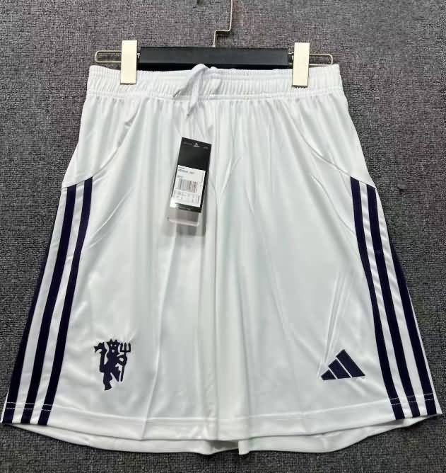 Thailand Quality(AAA) 25/26 Manchester United Away White Soccer Shorts Thailand Quality(AAA) 25/26 Manchester United Away White Soccer Shorts