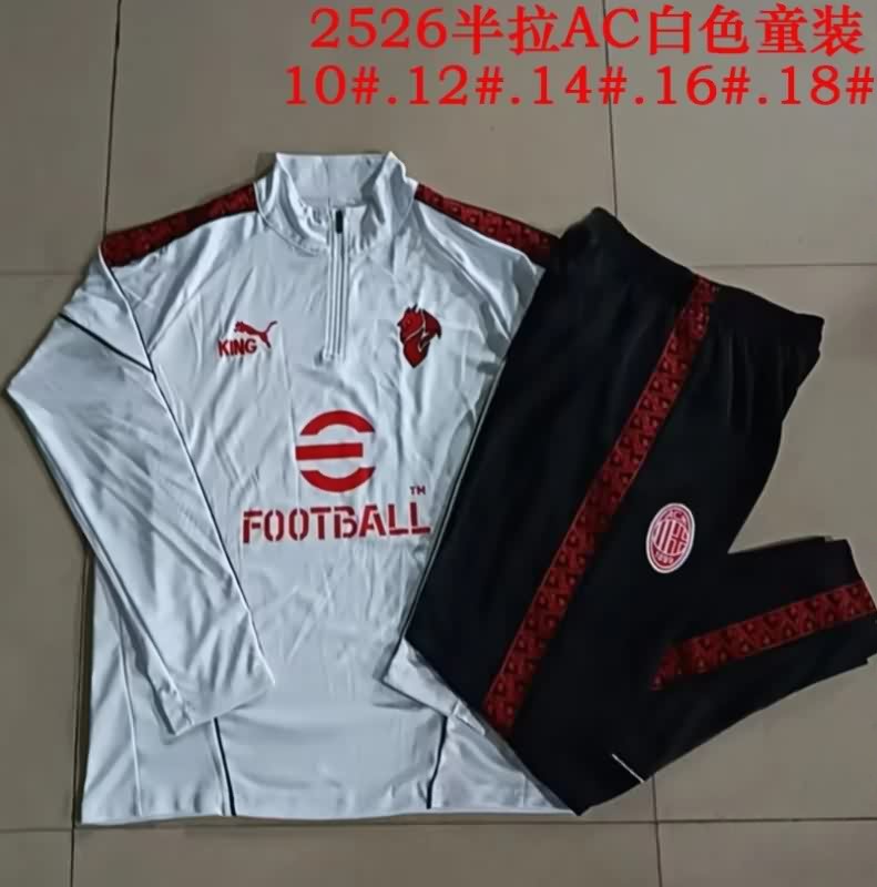 Kids - Thailand Quality(AAA) 25/26 AC Milan White Soccer Tracksuit Kids - Thailand Quality(AAA) 25/26 AC Milan White Soccer Tracksuit