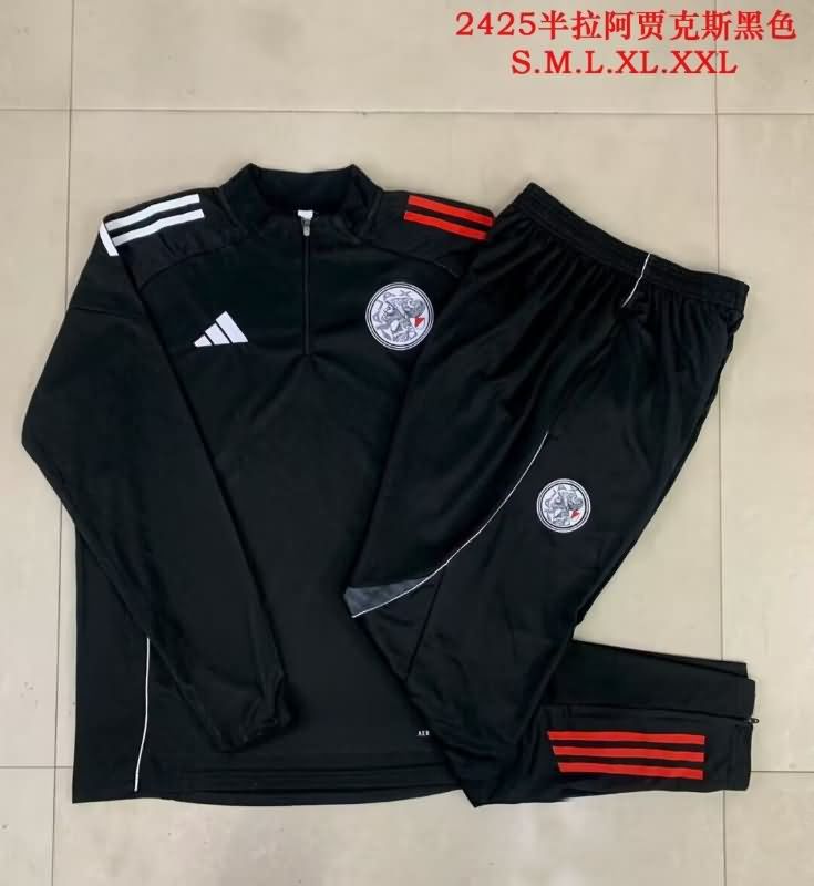 Thailand Quality(AAA) 25/26 Ajax Black Soccer Tracksuit Thailand Quality(AAA) 25/26 Ajax Black Soccer Tracksuit