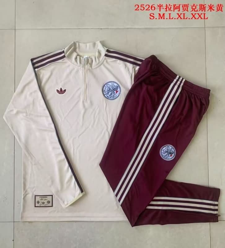 Thailand Quality(AAA) 25/26 Ajax Light Yellow Soccer Tracksuit Thailand Quality(AAA) 25/26 Ajax Light Yellow Soccer Tracksuit