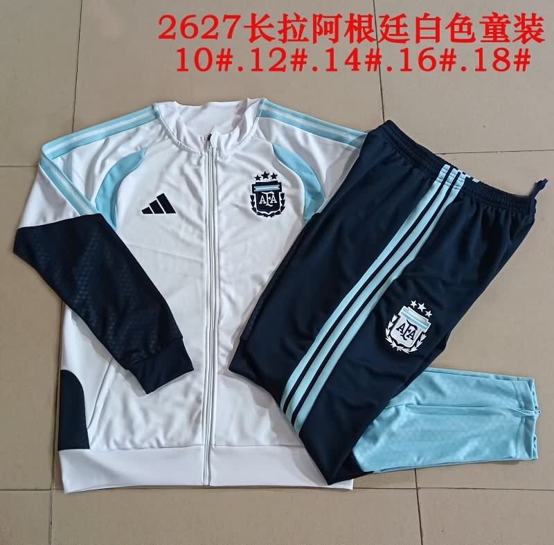 Kids - Thailand Quality(AAA) 2026 Argentina White Soccer Tracksuit 02 Kids - Thailand Quality(AAA) 2026 Argentina White Soccer Tracksuit 02
