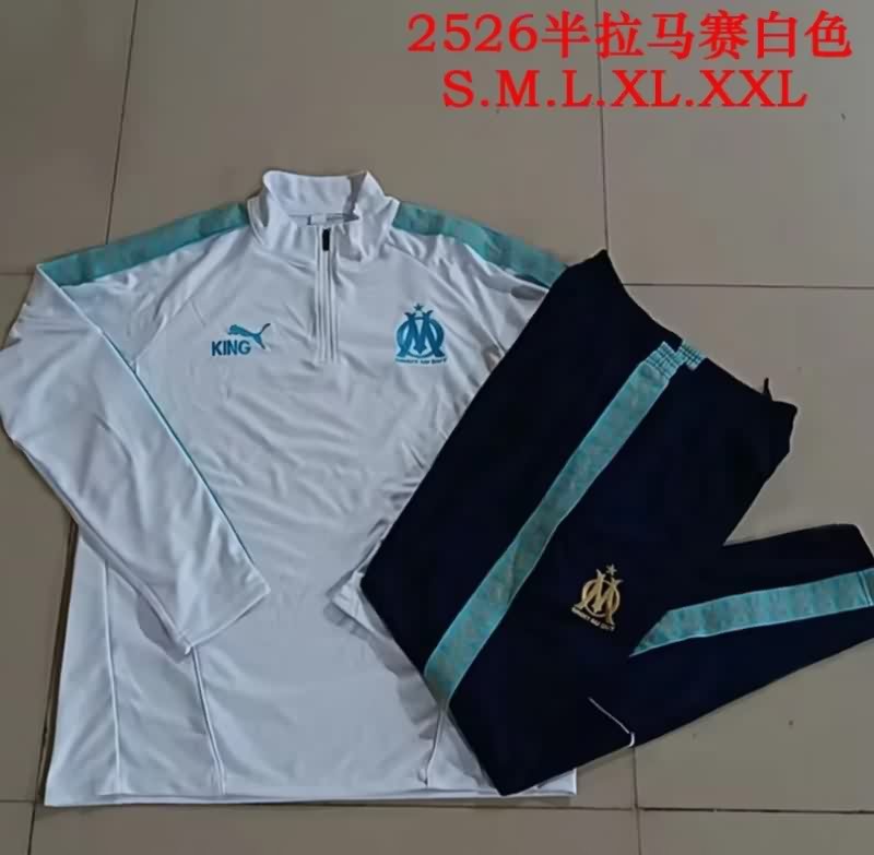 Thailand Quality(AAA) 25/26 Marseilles White Soccer Tracksuit Thailand Quality(AAA) 25/26 Marseilles White Soccer Tracksuit