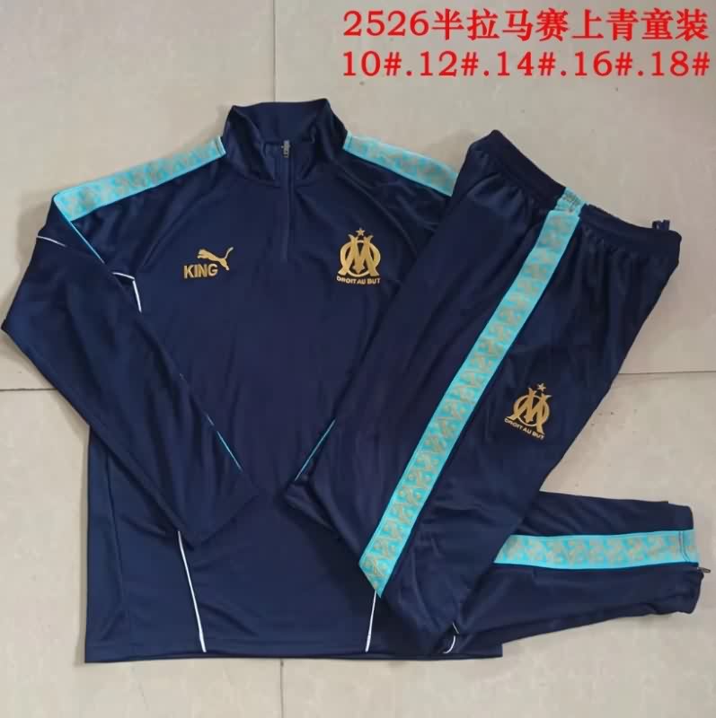 Kids - Thailand Quality(AAA) 25/26 Marseilles Dark Blue Soccer Tracksuit 02 Kids - Thailand Quality(AAA) 25/26 Marseilles Dark Blue Soccer Tracksuit 02