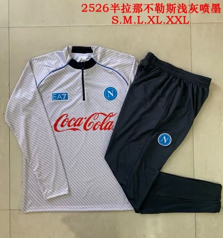 Thailand Quality(AAA) 25/26 Napoli Light Grey Soccer Tracksuit 02 Thailand Quality(AAA) 25/26 Napoli Light Grey Soccer Tracksuit 02