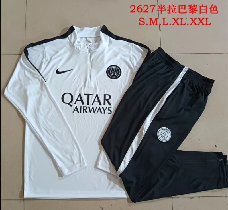 Thailand Quality(AAA) 25/26 Paris St Germain White Soccer Tracksuit 05 Thailand Quality(AAA) 25/26 Paris St Germain White Soccer Tracksuit 05