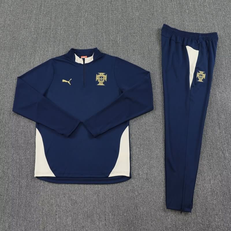 Thailand Quality(AAA) 2025 Portugal Dark Blue Soccer Tracksuit Thailand Quality(AAA) 2025 Portugal Dark Blue Soccer Tracksuit