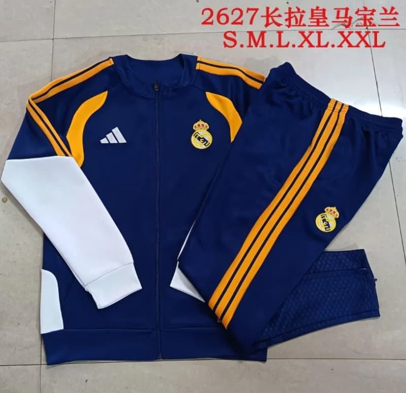 Thailand Quality(AAA) 25/26 Real Madrid Dark Blue Soccer Tracksuit 10 Thailand Quality(AAA) 25/26 Real Madrid Dark Blue Soccer Tracksuit 10