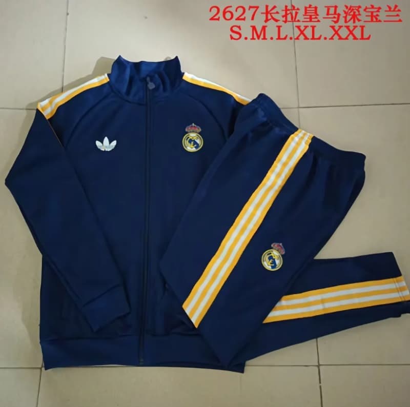 Thailand Quality(AAA) 25/26 Real Madrid Dark Blue Soccer Tracksuit 12 Thailand Quality(AAA) 25/26 Real Madrid Dark Blue Soccer Tracksuit 12