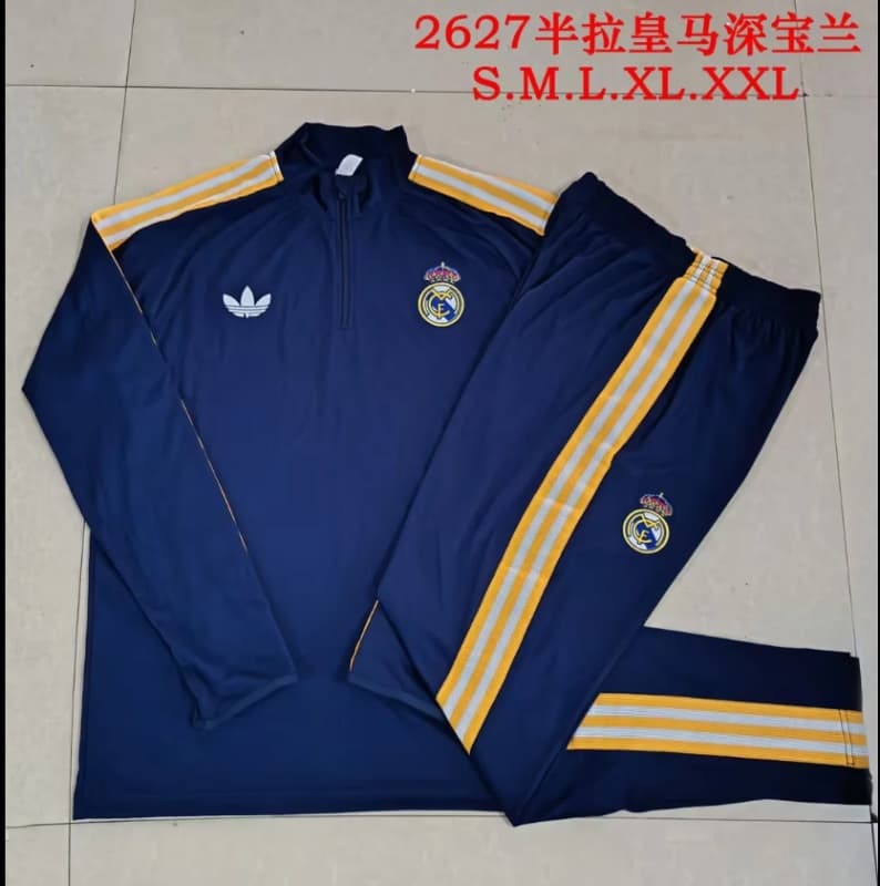 Thailand Quality(AAA) 25/26 Real Madrid Dark Blue Soccer Tracksuit 13 Thailand Quality(AAA) 25/26 Real Madrid Dark Blue Soccer Tracksuit 13