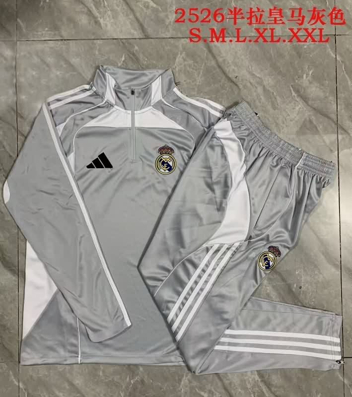 Thailand Quality(AAA) 25/26 Real Madrid Grey Soccer Tracksuit 04 Thailand Quality(AAA) 25/26 Real Madrid Grey Soccer Tracksuit 04