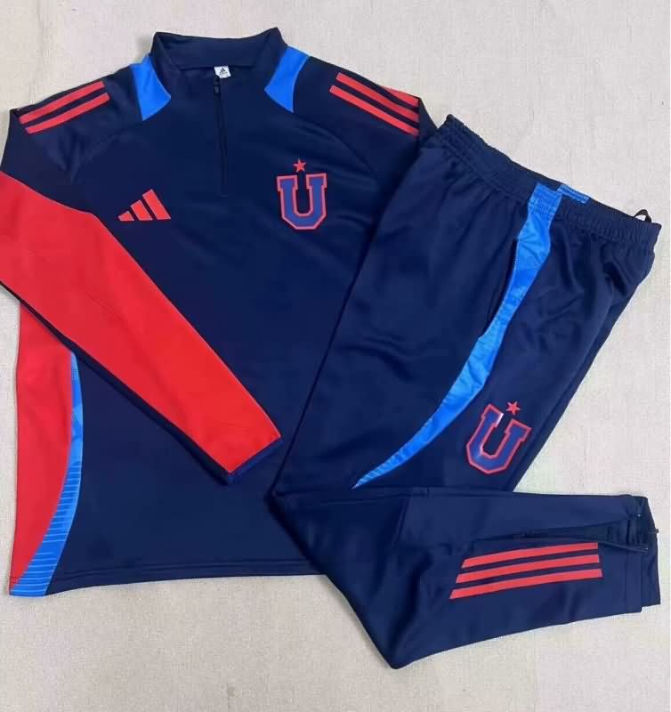 Thailand Quality(AAA) 2025 Universidad Chile Dark Blue Soccer Tracksuit