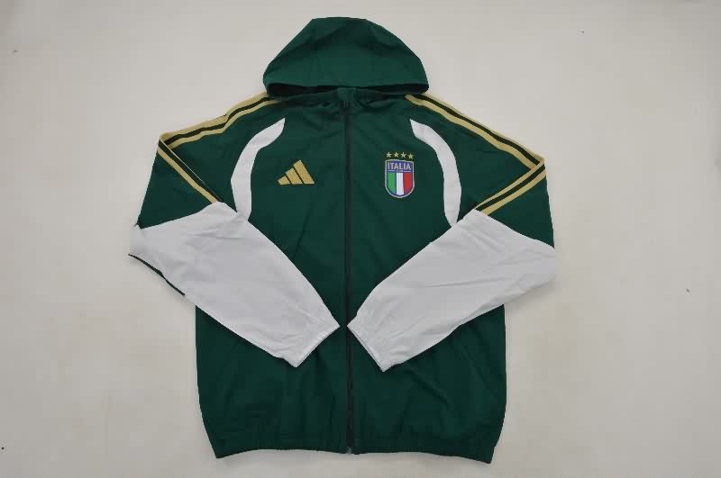 Thailand Quality(AAA) 2026 Italy Green Soccer Windbreaker Thailand Quality(AAA) 2026 Italy Green Soccer Windbreaker