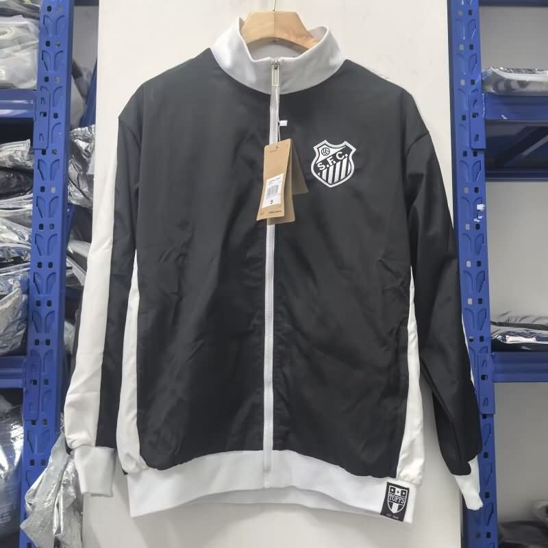 Thailand Quality(AAA) 2025 Santos Black Soccer Windbreaker 02