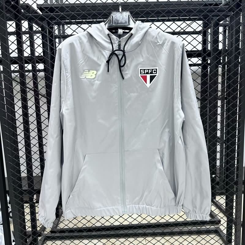 Thailand Quality(AAA) 2025 Sao Paulo Grey Soccer Windbreaker Thailand Quality(AAA) 2025 Sao Paulo Grey Soccer Windbreaker