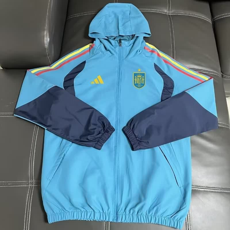 Thailand Quality(AAA) 2026 Spain Blue Soccer Windbreaker Thailand Quality(AAA) 2026 Spain Blue Soccer Windbreaker