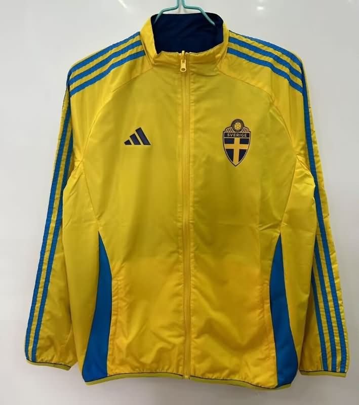 Thailand Quality(AAA) 2025 Sweden Yellow Dark Blue Reversible Soccer Windbreaker Thailand Quality(AAA) 2025 Sweden Yellow Dark Blue Reversible Soccer Windbreaker