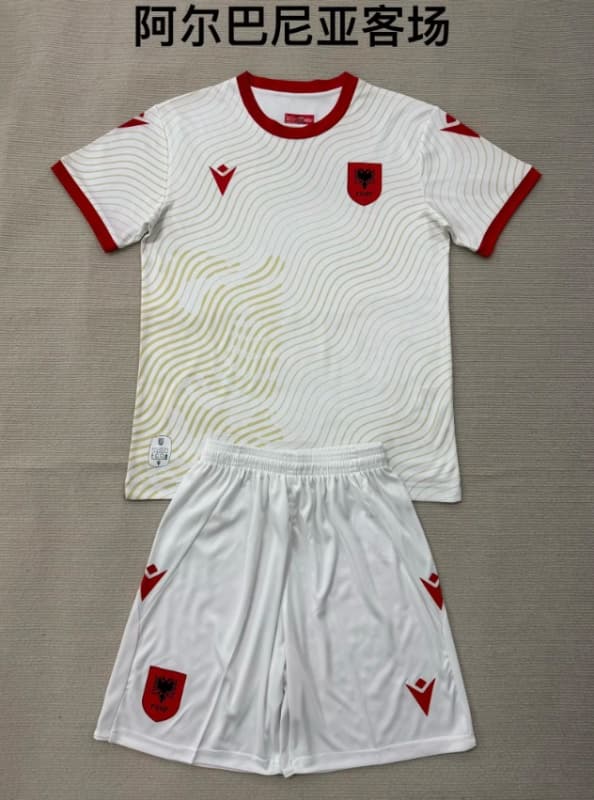 2026 Albania Away Kids Soccer Jersey And Shorts 2026 Albania Away Kids Soccer Jersey And Shorts