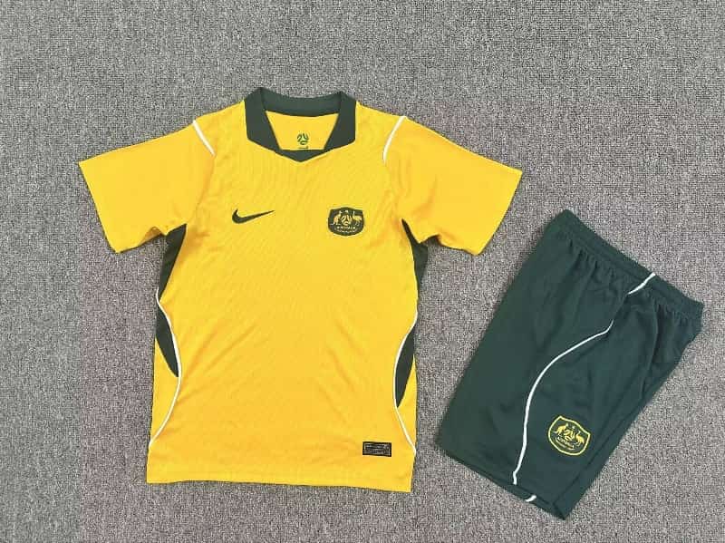 2026 Australia World Cup Home Kids Soccer Jersey And Shorts 2026 Australia World Cup Home Kids Soccer Jersey And Shorts